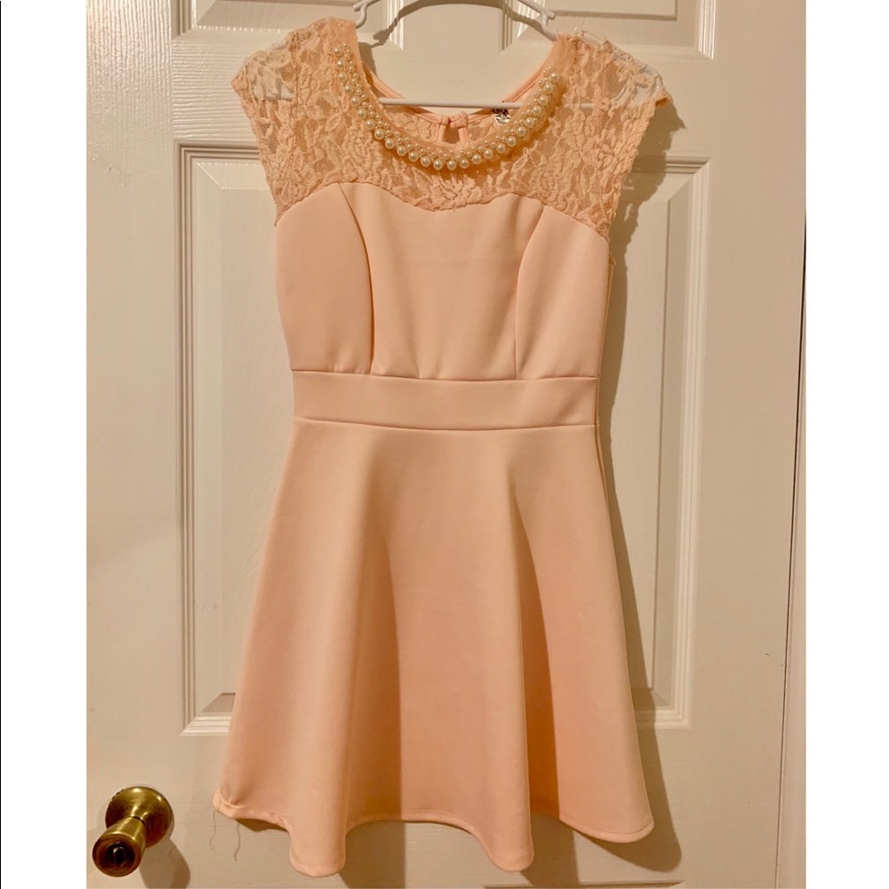 Pink, pearl collared dress
